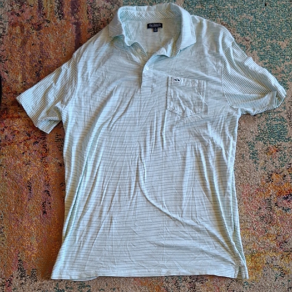 Fish Hippie co Polo size XL 100 extremely soft (seafoam green pinstripes)